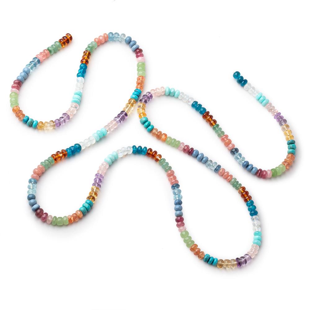 6mm Multi Gemstone Plain Rondelle Beads 36 inch 266 pieces AA