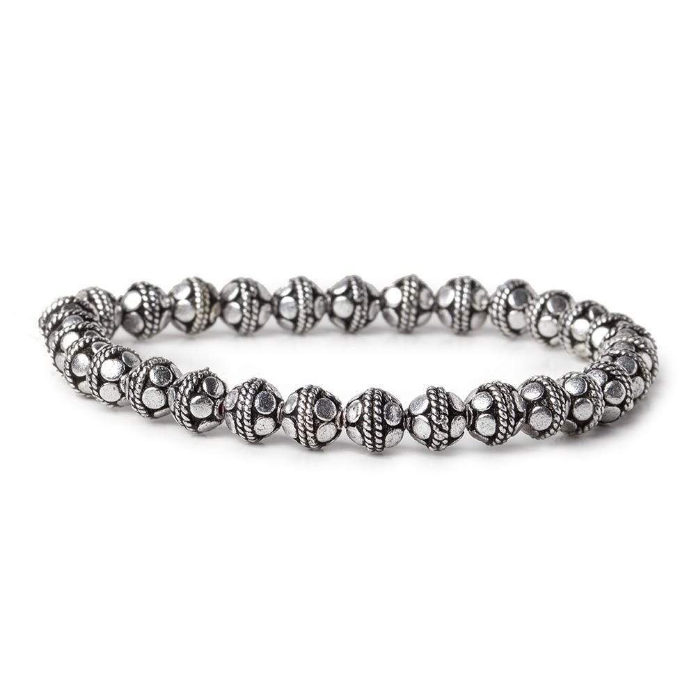 6mm Sterling Silver Plated Copper Round Antiqued Bali Design 8 inch 33 pcs