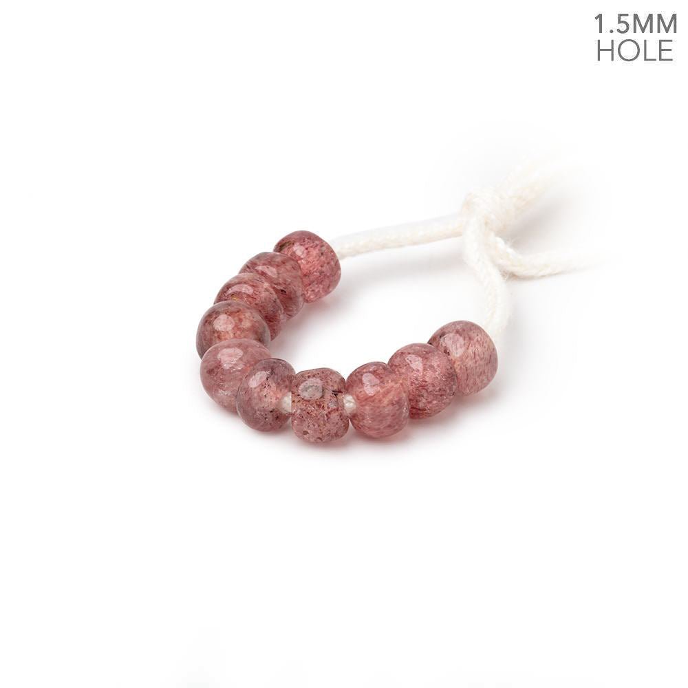 6mm Strawberry Quartz 1.5mm Large Hole Plain Rondelle Set of 10