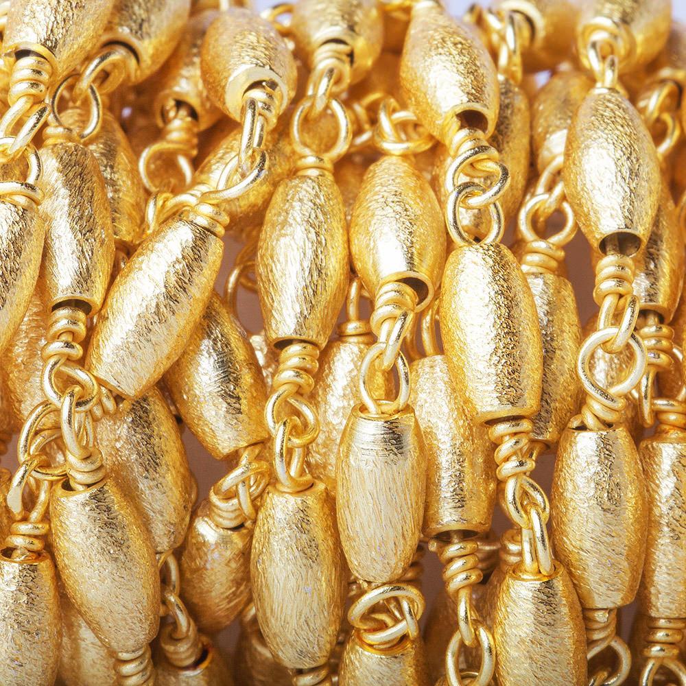 6x3mm 22ktk Gold plated Brushed Rice Gold plated Chain by the foot