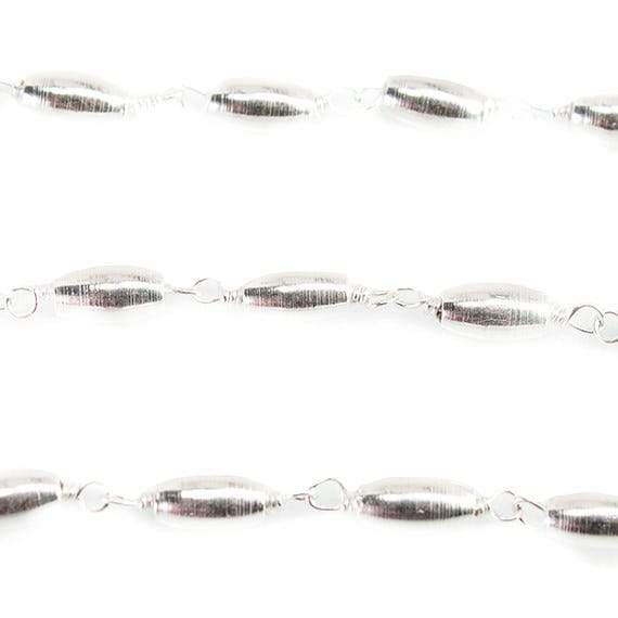 6x3mm Silver plated Rice bead Silver plated Chain by the foot