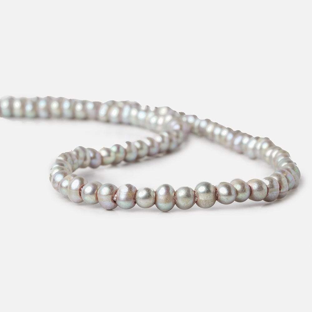 6x4mm Warm Silver 2.5mm Large Hole Off Round Pearl 15 inch 88 pieces