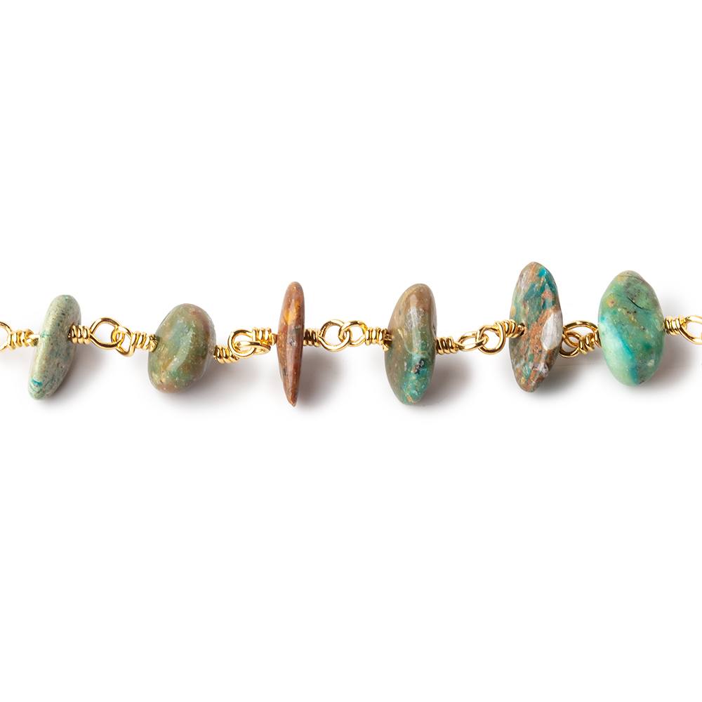 6x5-11x6mm Blue Peruvian Opalina on Vermeil Chain by the foot 30 Beads