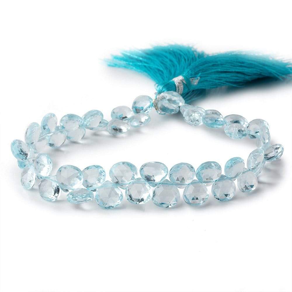 6x6-7x7mm Sky Blue Topaz Faceted Heart Briolettes 7 inch 48 pieces AAA