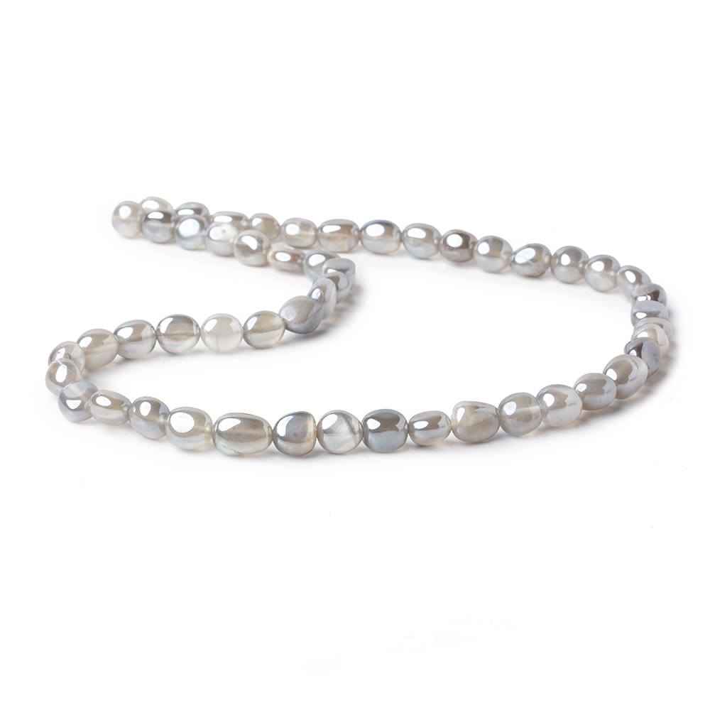 6x7-9x7mm Silver Mystic Platinum Grey Moonstone plain nuggets 16 inch 51 beads