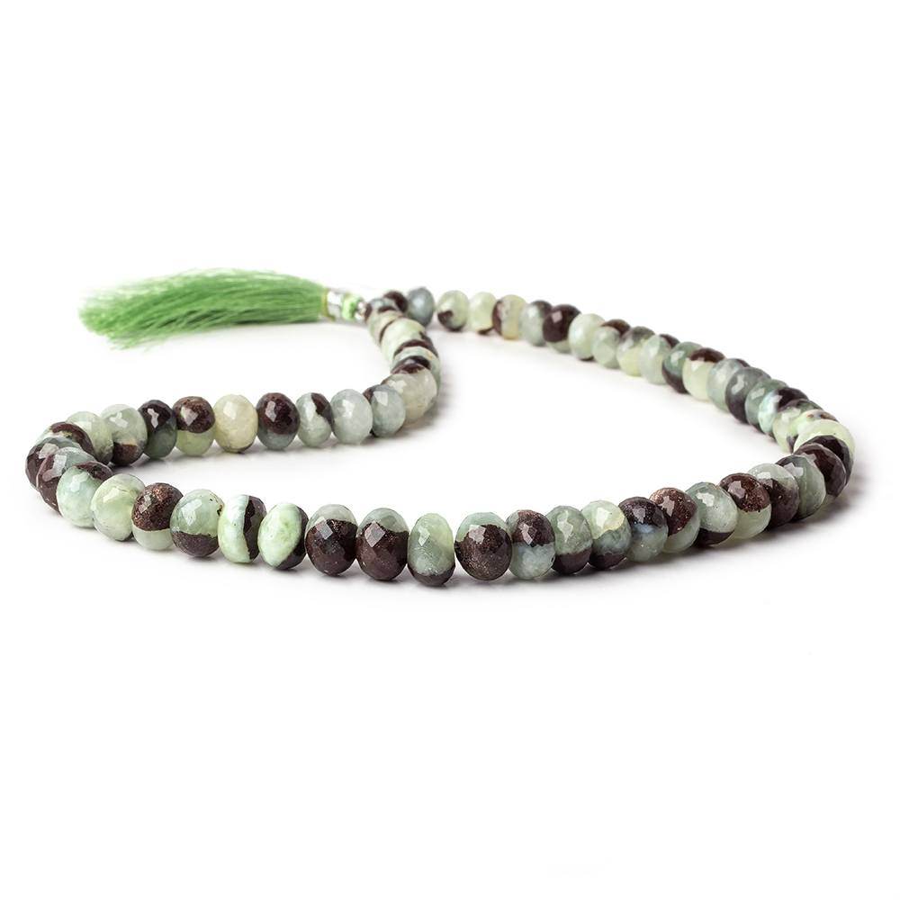 7-10mm Prehnite and Matrix Beads Faceted Rondelle 16 inch 64 pieces