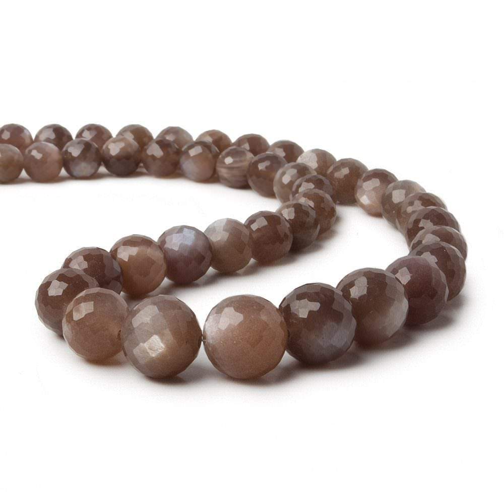 7-12mm Chocolate Moonstone faceted round beads 16 inch 44 pieces A