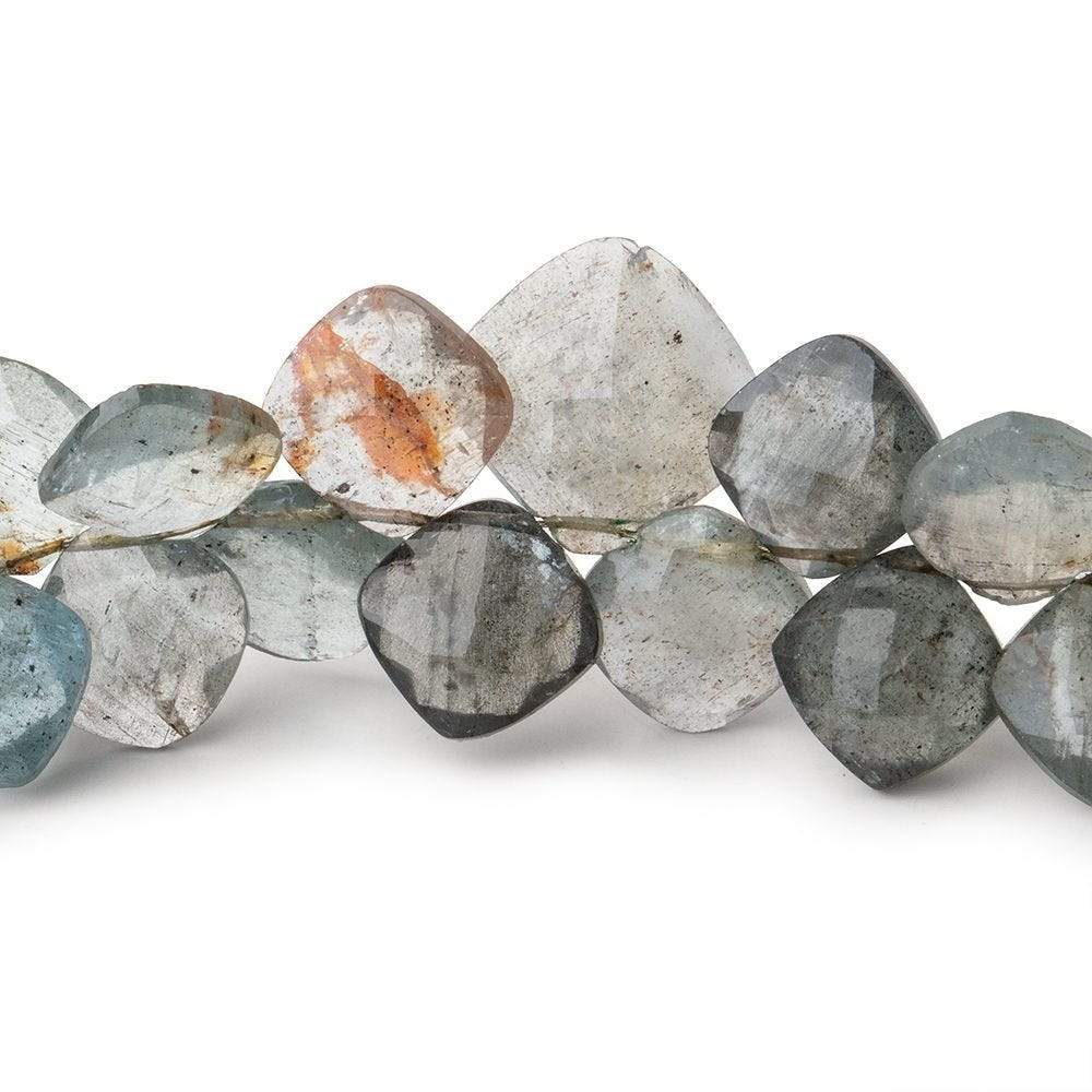 7-13mm Moss Aquamarine Faceted Pillow Beads 7.5 inch 49 pieces