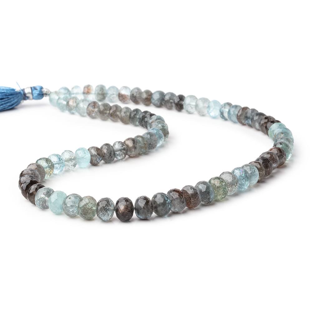 7-7.5mm Copper Moss Aquamarine Faceted Rondelle Beads 16 inch 74 pieces AAA