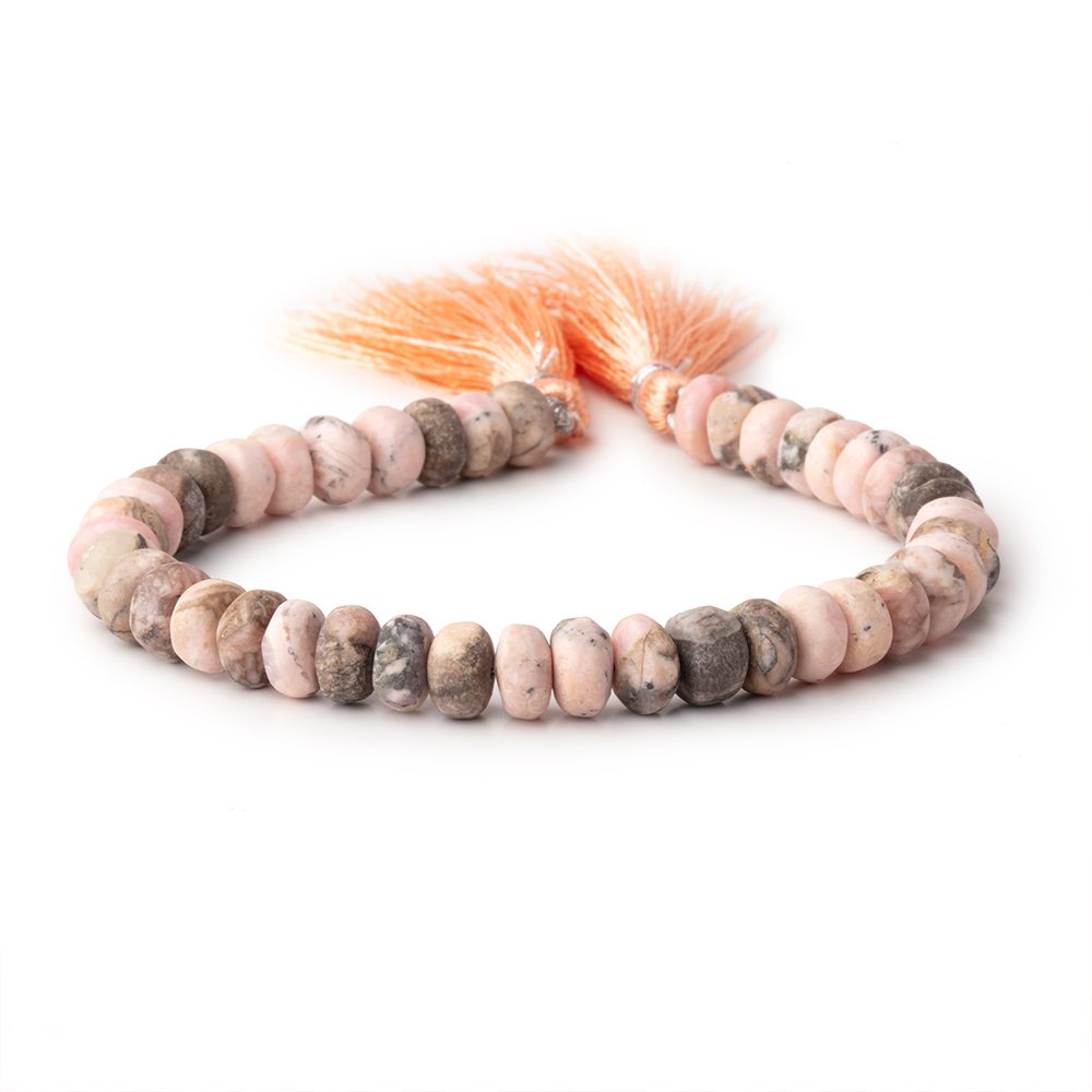 7-7.5mm Matte Rhodochrosite Plain Rondelles 7.5 inch 40 Beads