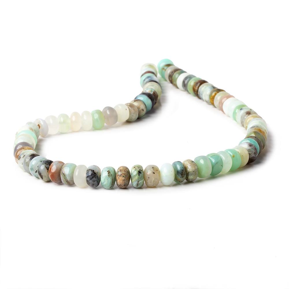 6mm Blue Peruvian Opal plain rondelles 14 inch 105 beads 1mm drill hole