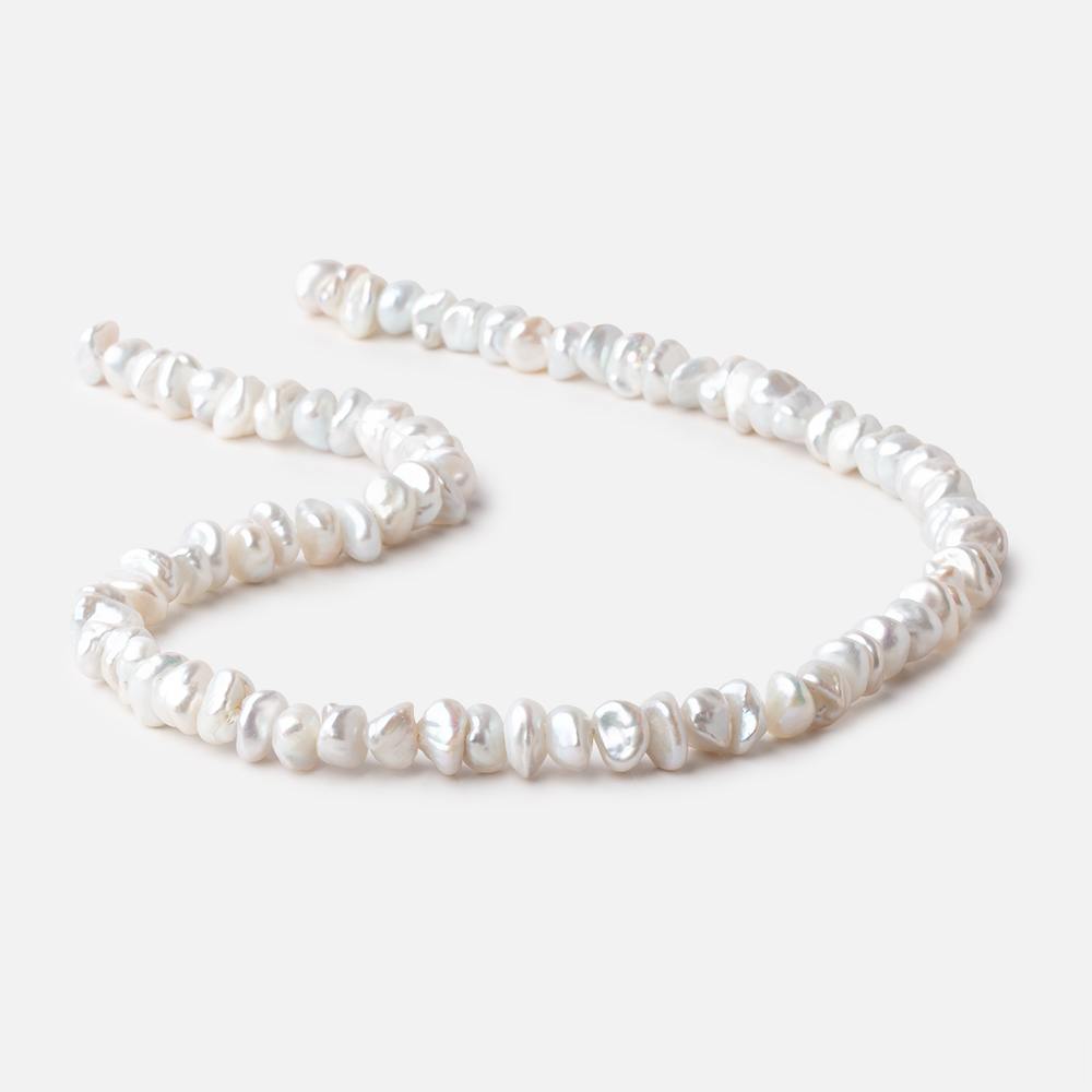 7-8mm Off White Center Drill Keshi Freshwater Pearls 16 inch 75 beads