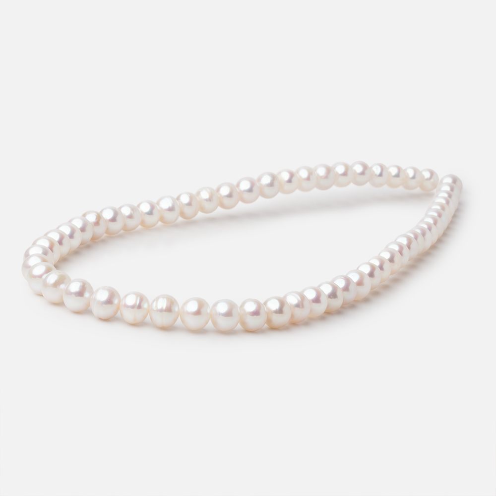7-8mm Off White Chinese Akoya Saltwater Pearls 15.5 inch 56 pieces A