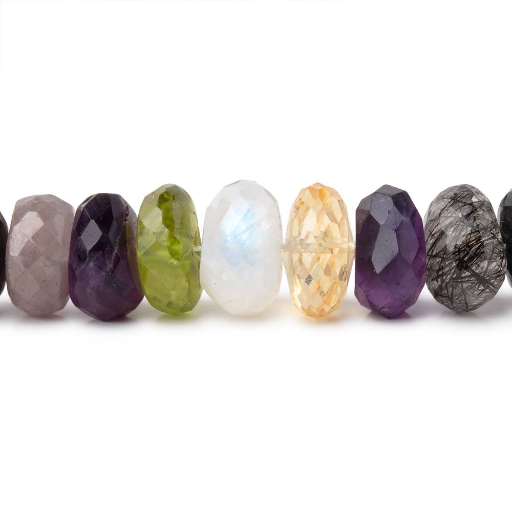 7-9.5mm Multi Gemstone Faceted Rondelle Beads 15 inch 70 pieces
