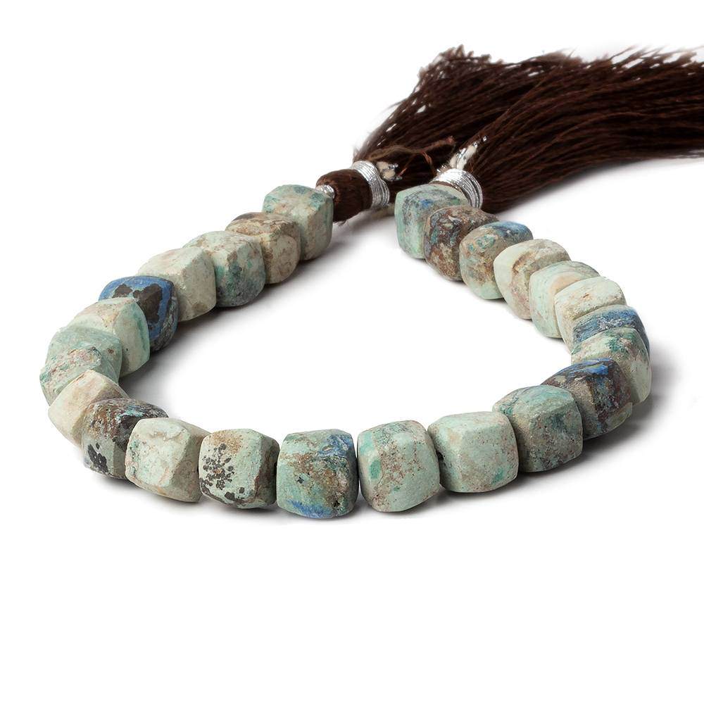 7.5-8mm Matte Chrysocolla plain cube beads 7.5 inch 23 pieces