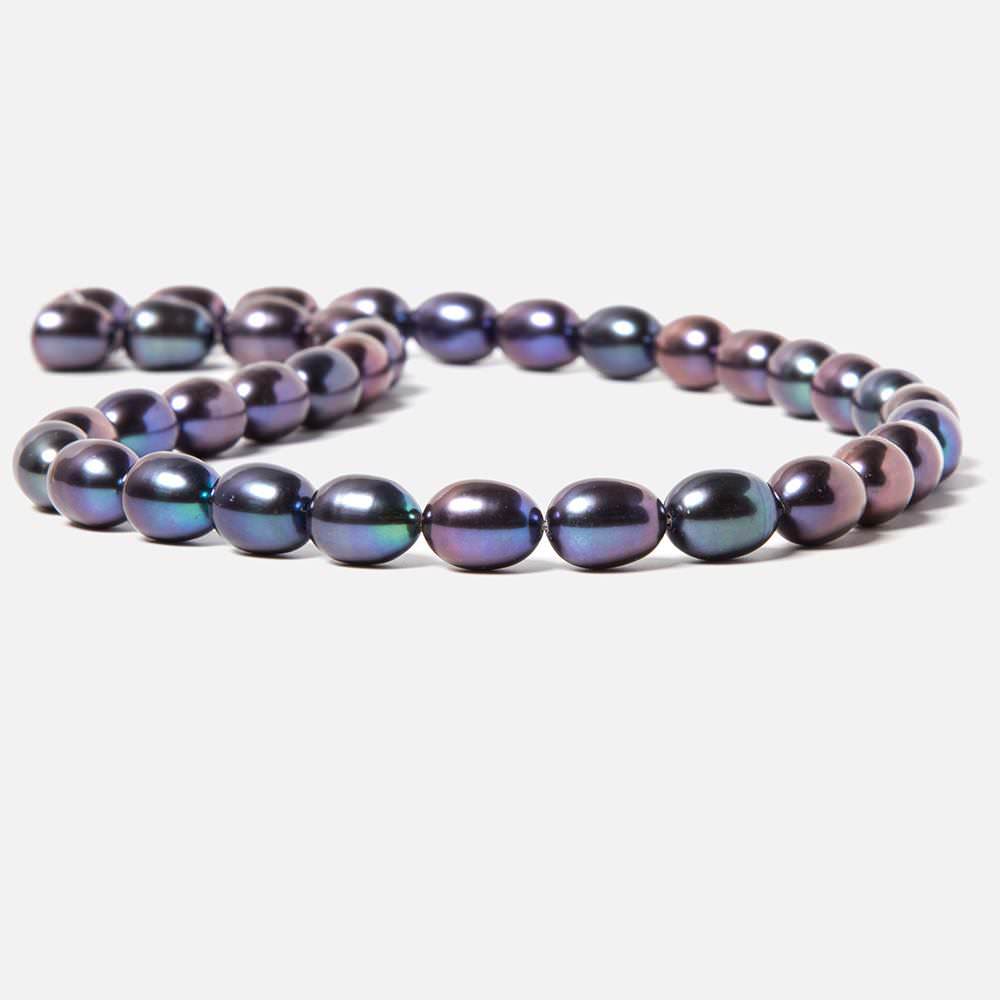 7.5x10mm Purple Peacock Straight Drill Oval Freshwater Pearl 40 pcs