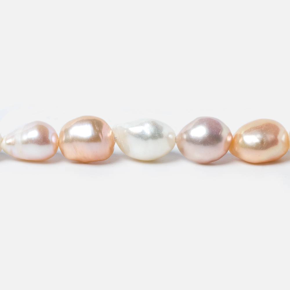 7.5x8-7.5x10mm Tri Color Straight Drill Baroque Freshwater Pearl 15 inch 40 pcs