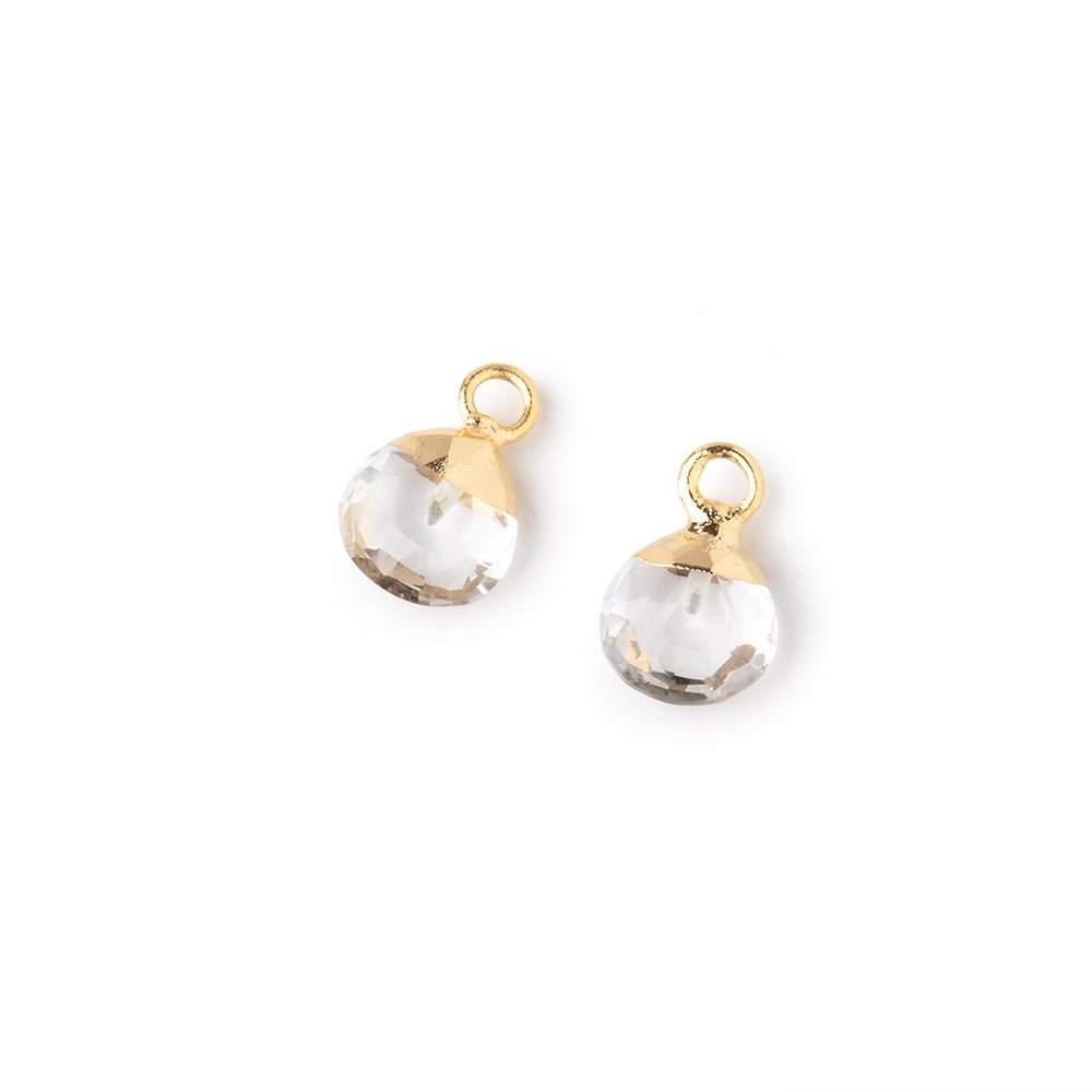 7mm Gold Leafed Crystal Quartz Faceted Heart Pendant