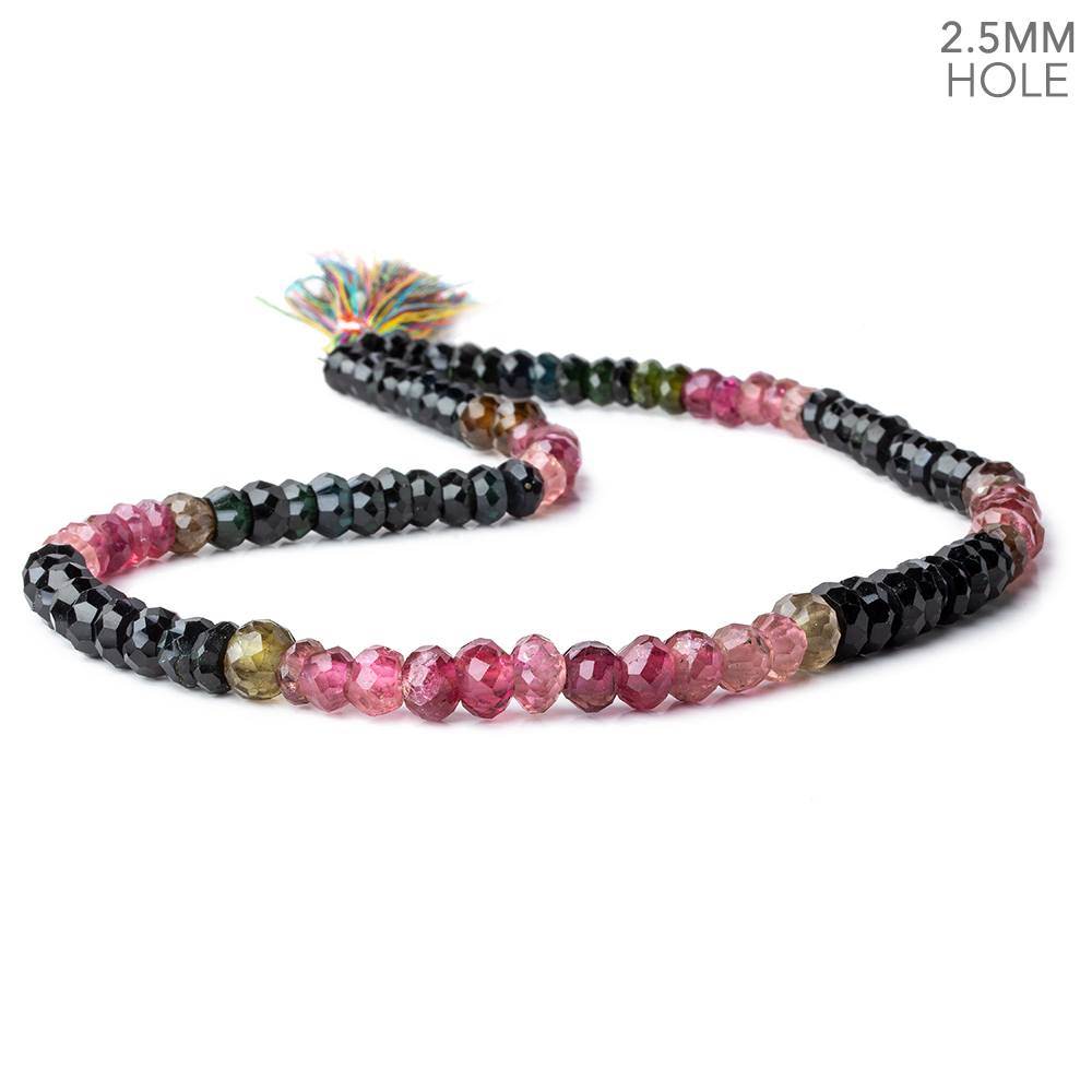 7mm Multi Tourmaline Large Hole Faceted Rondelle Beads 16 inch 99 pieces AAA