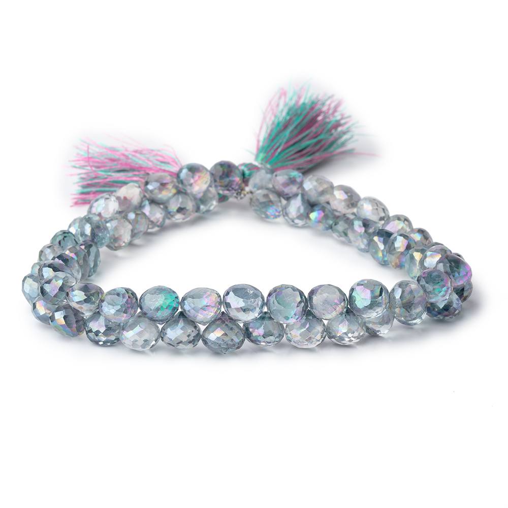 7mm Mystic White Topaz Faceted Candy Kiss Beads 9 inch 60 pieces