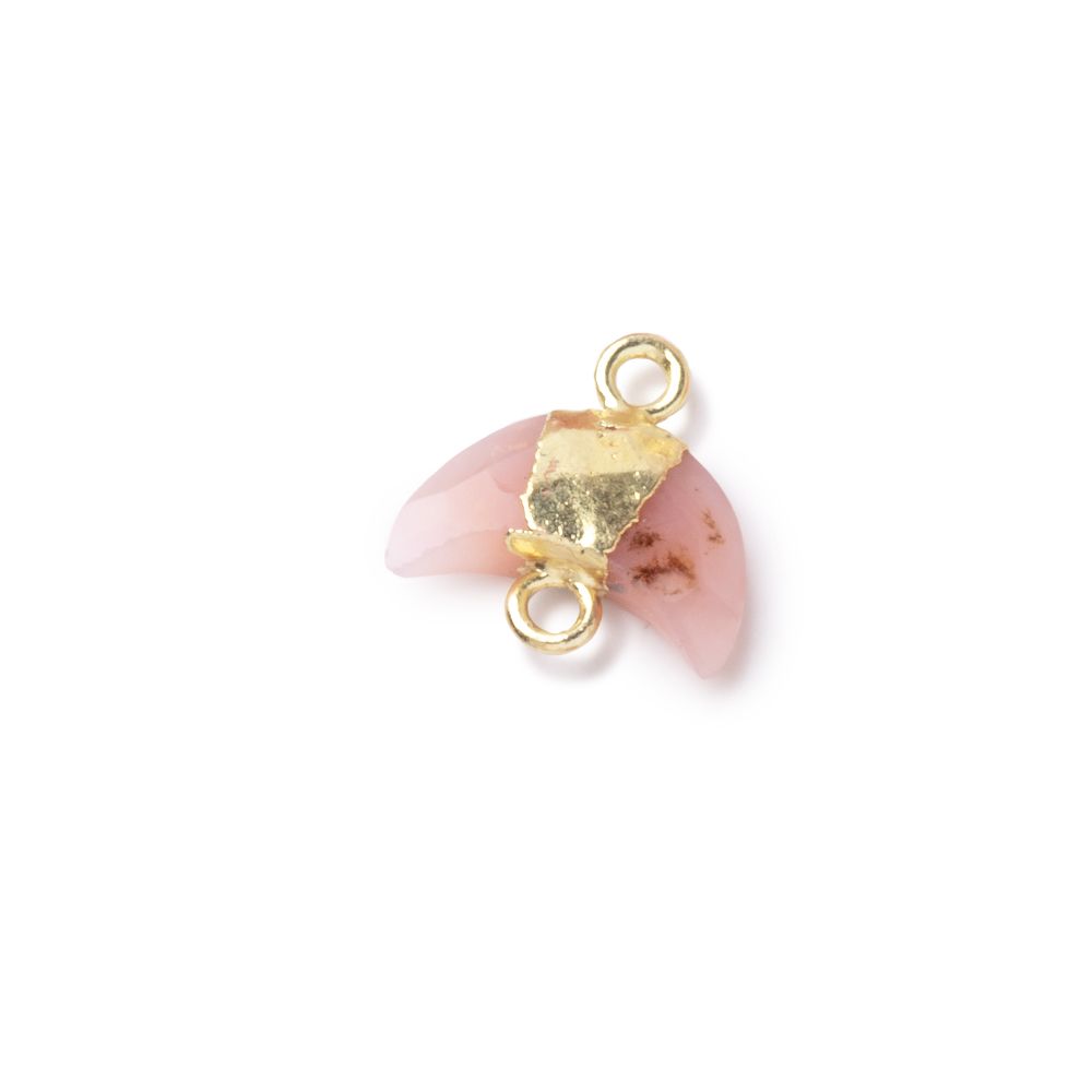 7x11mm Gold Leafed Pink Peruvian Opal Faceted Crescent Moon 1 Focal Connector