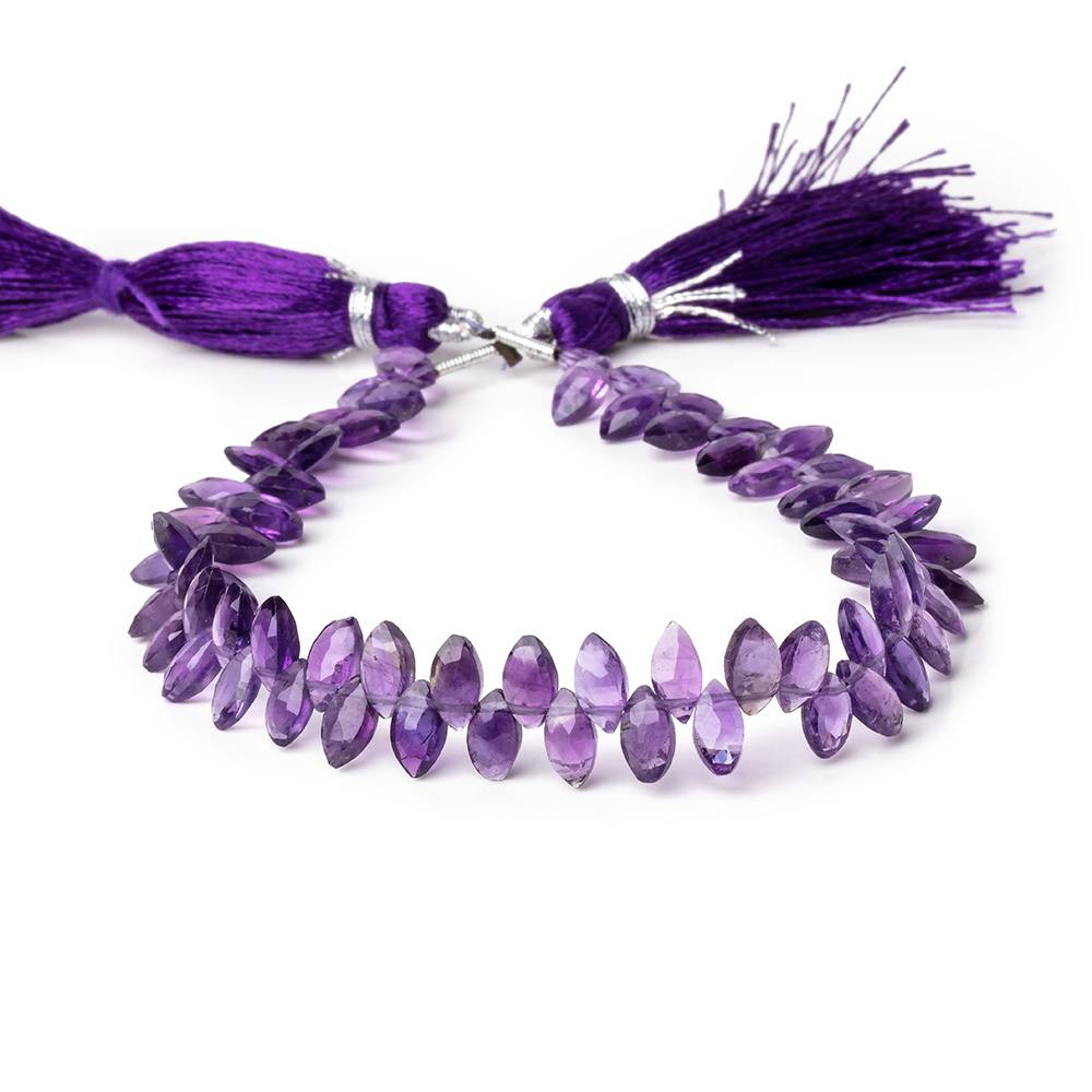 7x3.5mm Amethyst Faceted Marquise Beads 7.5 inch 68 pieces