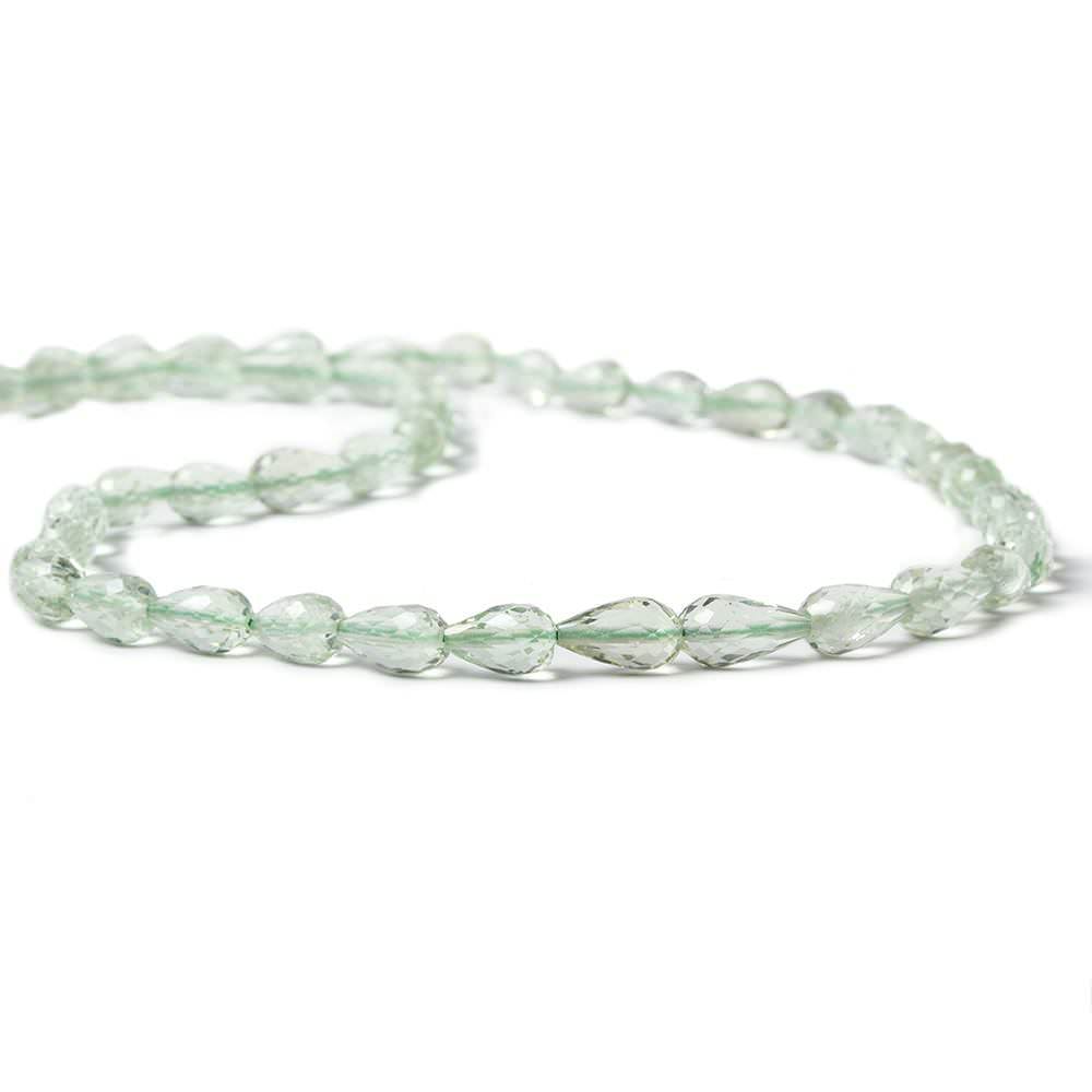 6x4-8x4mm Prasiolite Faceted Straight Drilled Tear Drop 16 inch 59 pieces