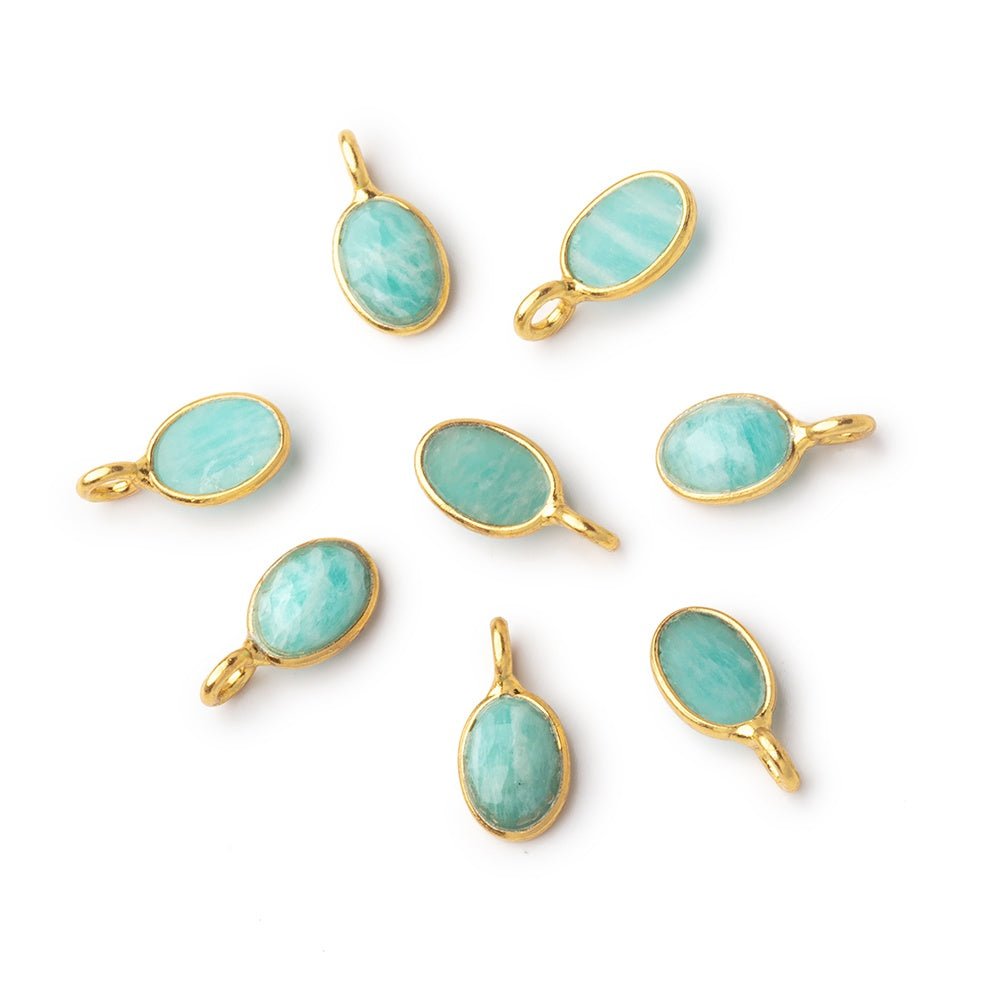 7x5mm Vermeil Bezel Amazonite Rose Cut Oval Pendant 1 piece