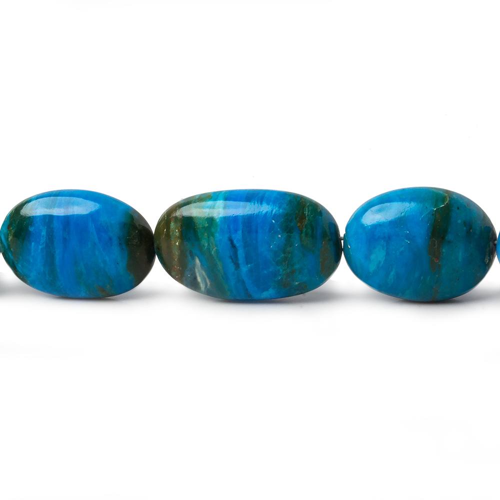 7x6-23x14mm Peruvian Blue Opal with Matrix plain oval nugget beads 19 inch 41 pcs AA