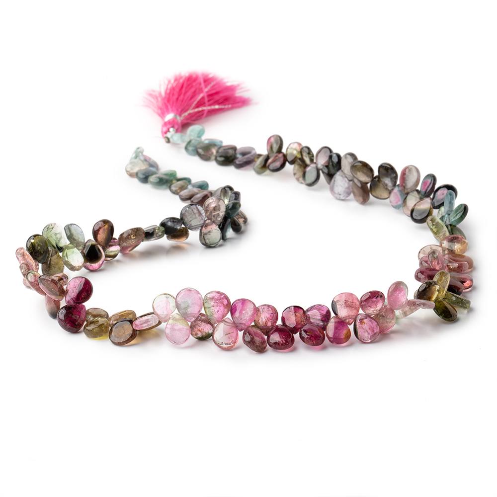 7x6-9x7mm Multi Color Tourmaline Plain Pear beads 18 inch 127 pieces