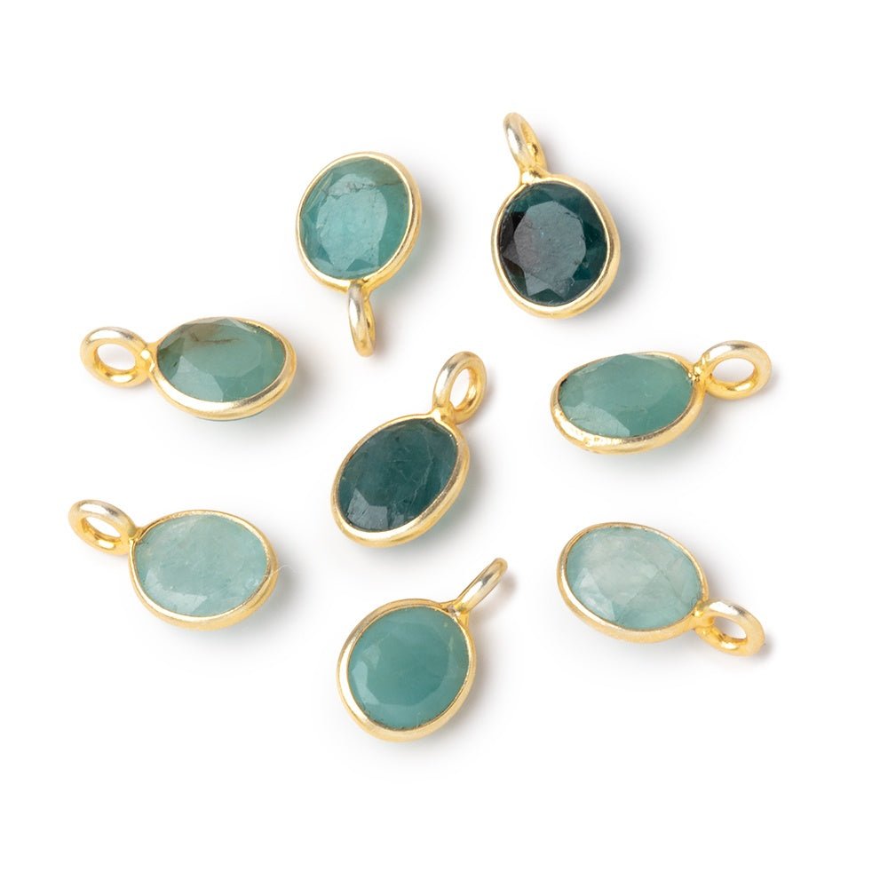 7x6mm Vermeil Bezel Grandidierite Rose Cut Oval Pendant 1 piece