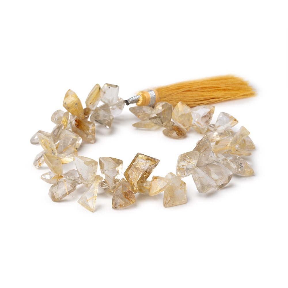 8-13mm Rutilated Quartz Pavilion Faceted Fancy beads 8 inch 56 pieces AA