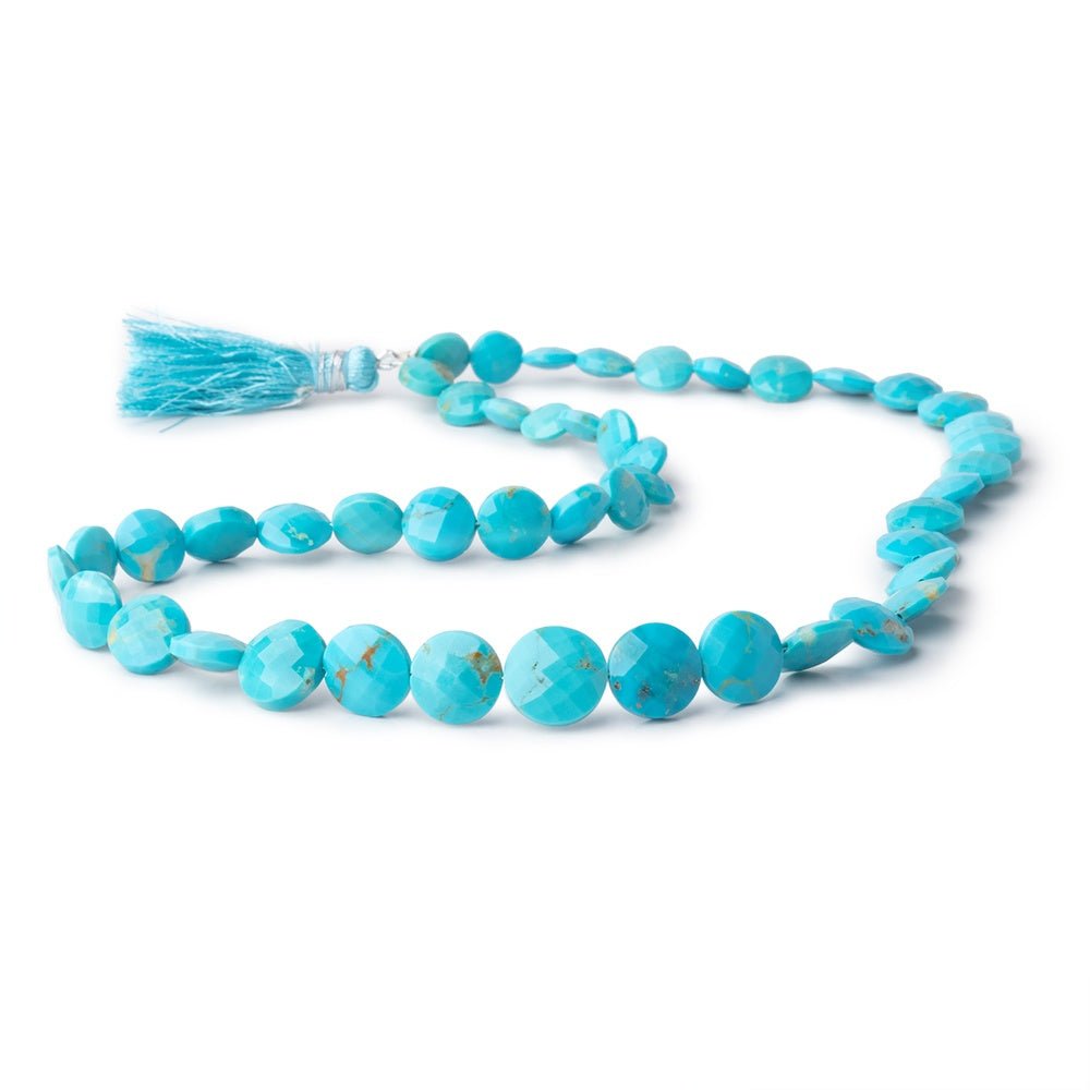 8-13mm Sleeping Beauty Turquoise Faceted Coin 17 inch 41 Beads AA