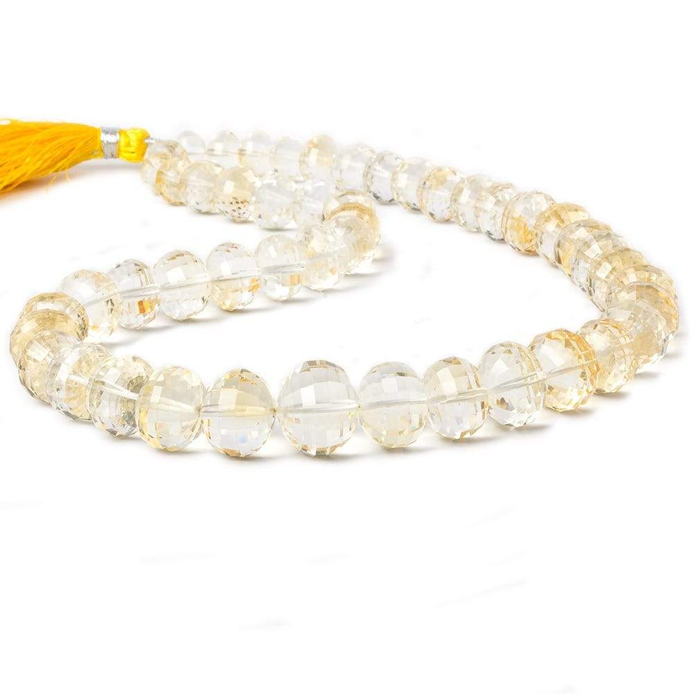 7-11mm Citrine Checkerboard Faceted Rondelle Beads 16 inch 50 pieces A grade
