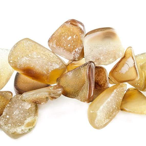 8 - 19mm Golden Brown Agate Petite Drusy Free Form Beads 42 pieces