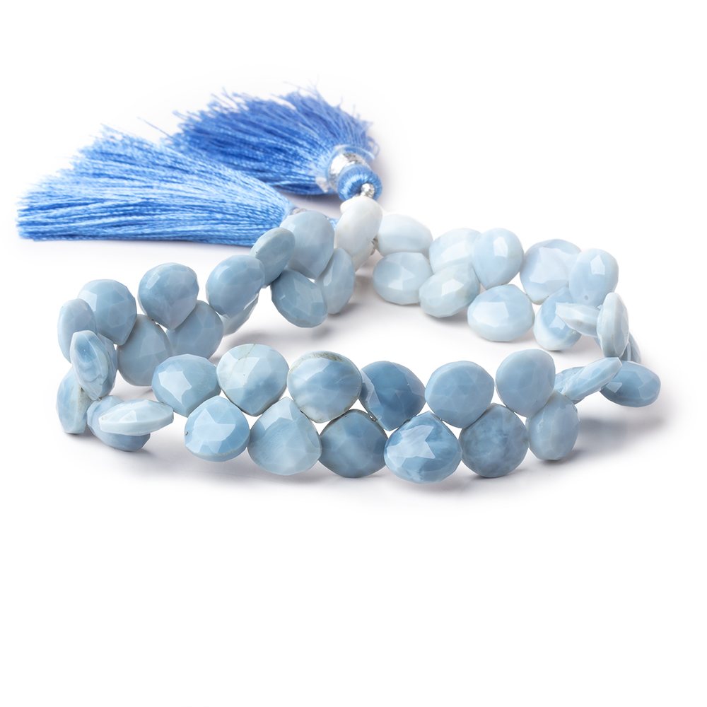 8-9mm Owyhee Denim Blue Opal Faceted Heart Beads 8 inch 46 pieces