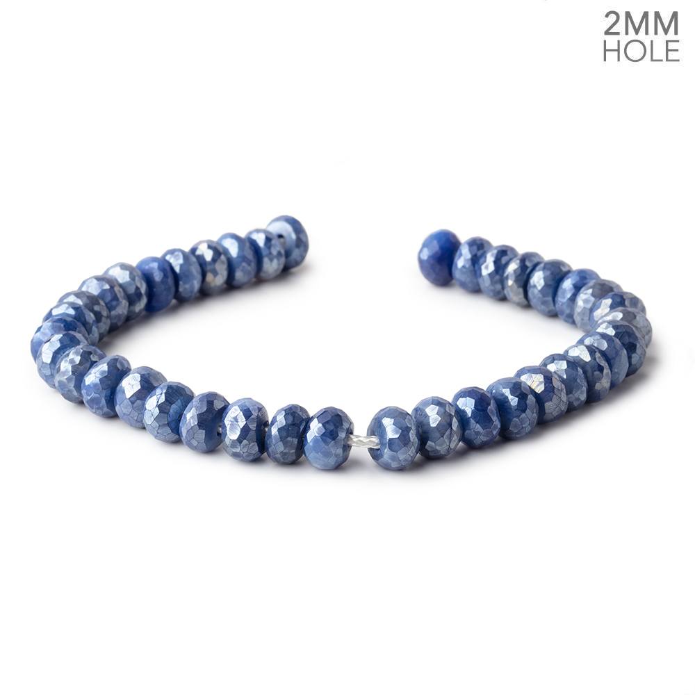 8-8.5mm Mystic Blue Moonstone 2mm Large Hole Faceted Rondelles 8 inch 34 Beads