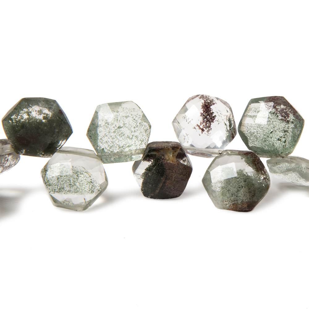 8.5x8.5-10x10mm Moss Quartz Faceted Hexagonal Beads 8 inch 29 pieces