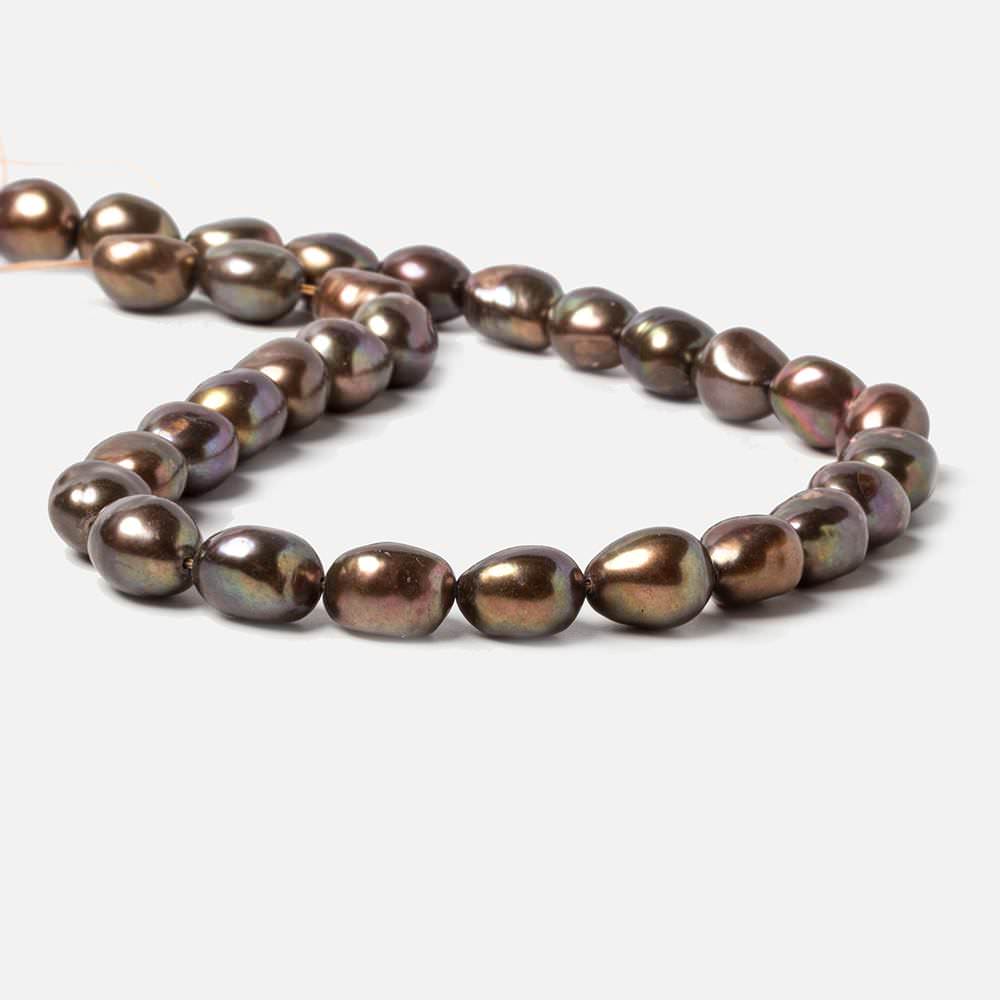 8.5x9-8.5x11mm Mocha Brown Straight Drill Baroque Freshwater Pearl 16 inch 38 pcs