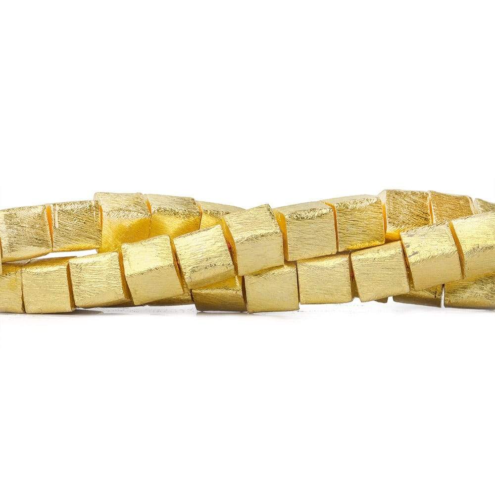 8mm 22kt Gold plated Copper Brushed Cube Bead 8 inch 24 pieces