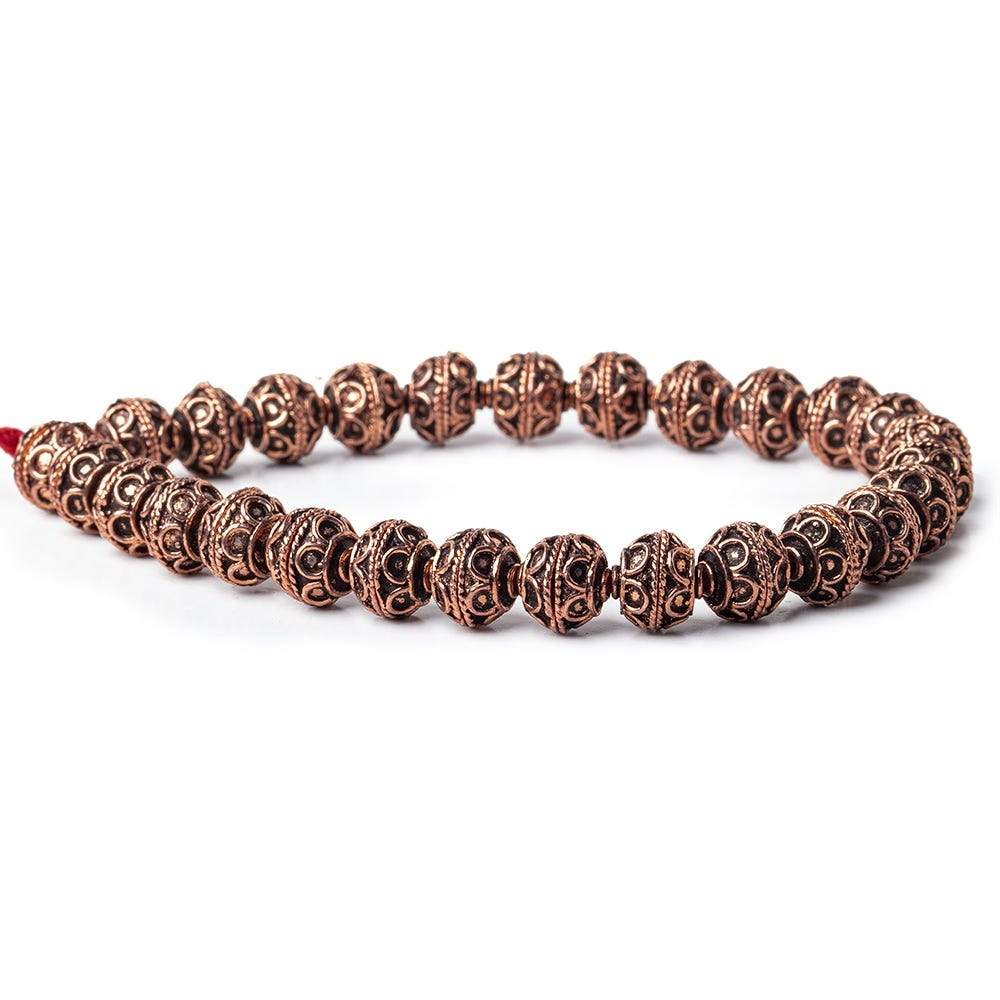 8mm Antiqued Copper Bead Cap Roval Petite Pesian Circle 8 inch 54 pcs