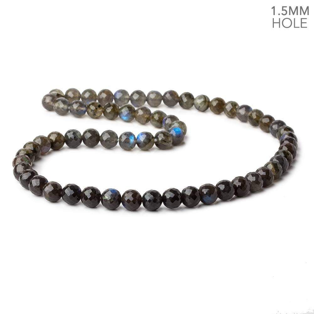 8mm Labradorite faceted rounds 18 inch 61 large hole beads A