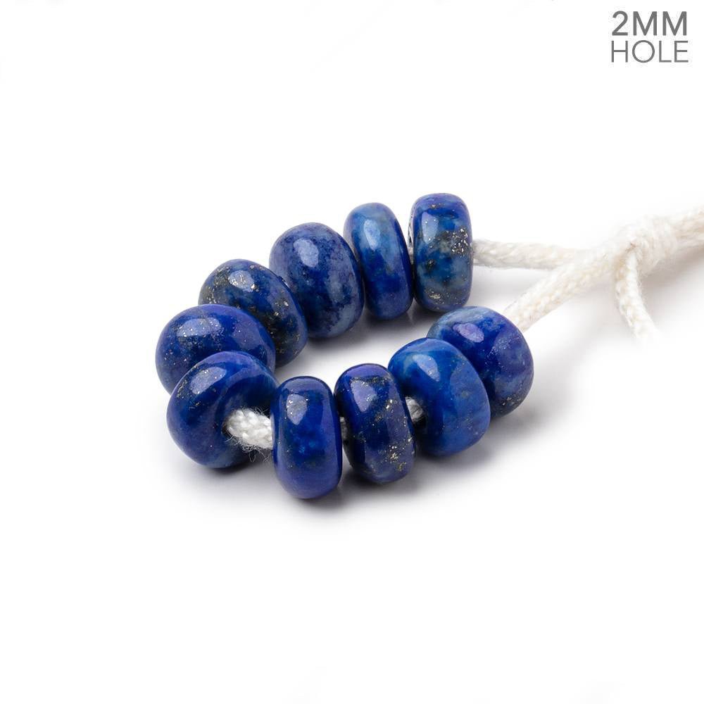 8mm Lapis Lazuli 2mm Large Hole Plain Rondelle Set of 10