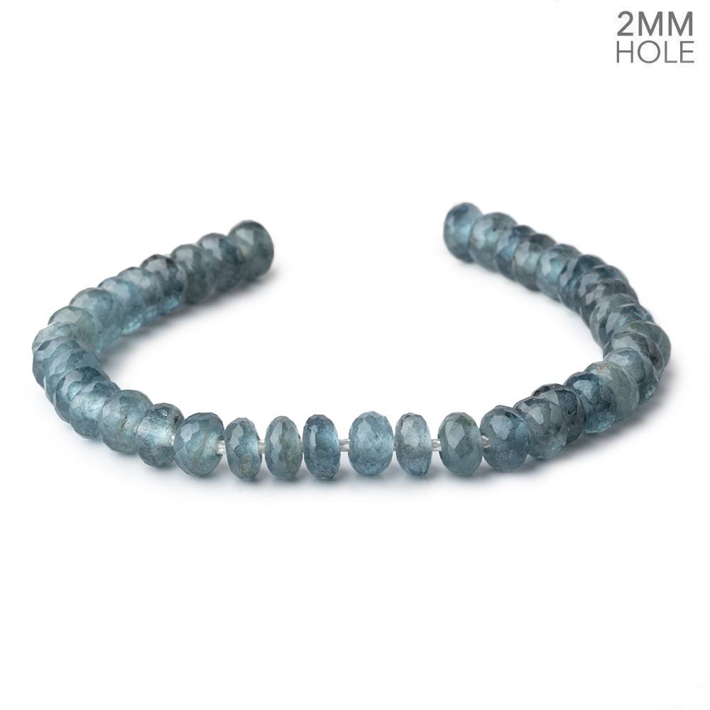 8mm Light Moss Aquamarine 2mm Large Hole Faceted Rondelle Beads 8 inch 36 pieces AAA