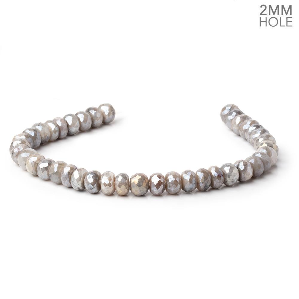 8mm Mystic Taupe Moonstone 2mm Large Hole Faceted Rondelles 8 inch 38 Beads