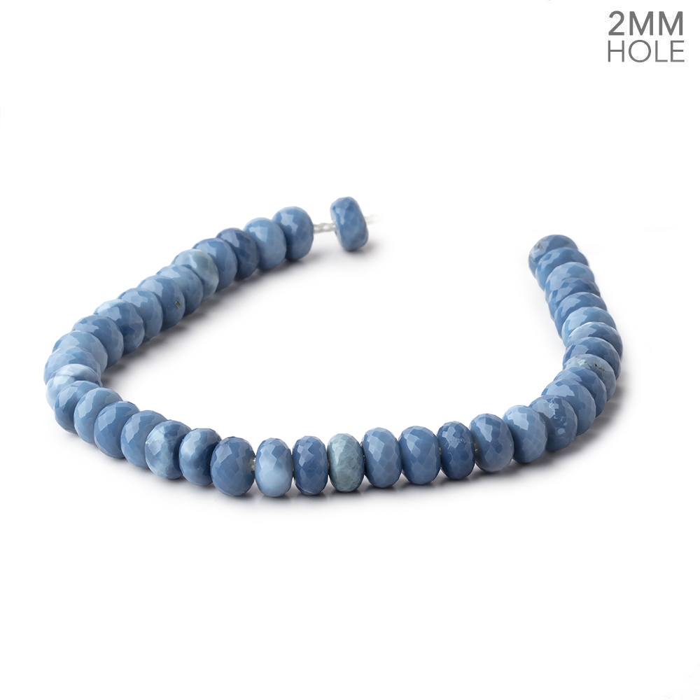 8mm Owyhee Denim Blue Opal 2mm Large Hole Faceted Rondelles 8 inch 39 beads