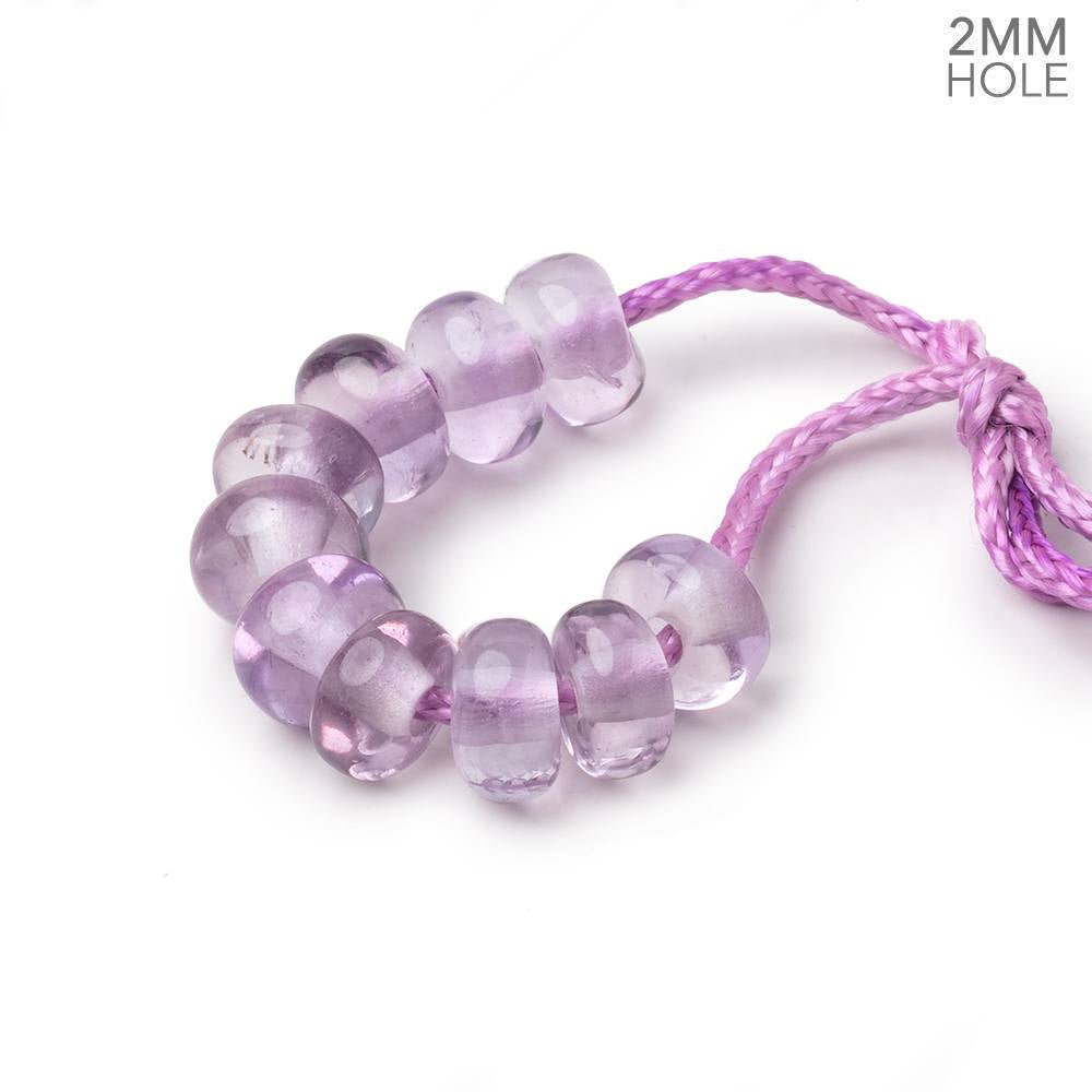 8mm Pink Amethyst 2mm Large Hole Plain Rondelle Set of 10