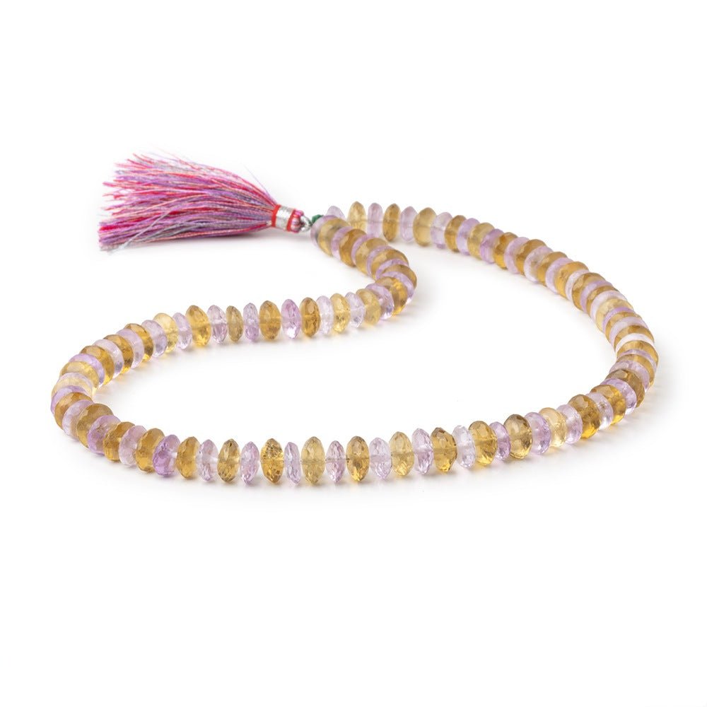 8mm Pink Amethyst & Whiskey Quartz German Faceted Rondelles 16 inch 103 Beads