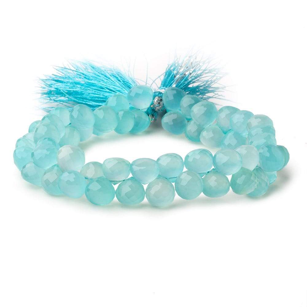 8mm Seafoam Blue Chalcedony faceted candy kiss beads 50 pieces