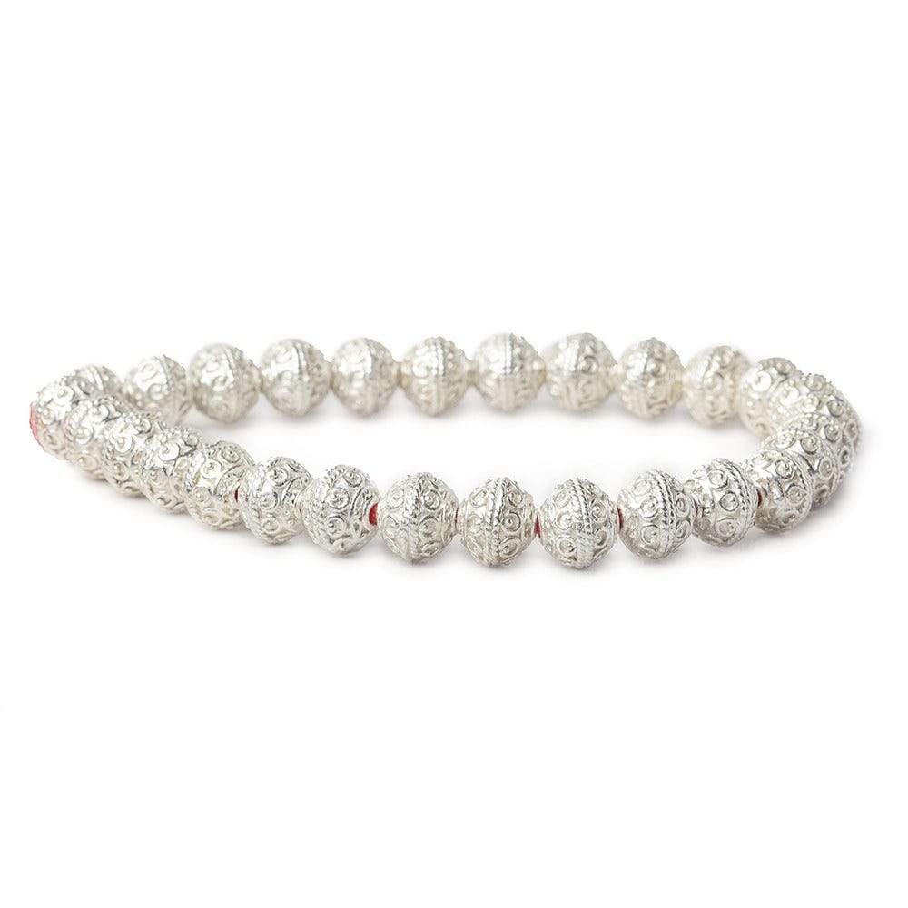 8mm Silver Plated Copper Roval Persian Beads 8 inch 28 pieces